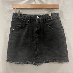 Wild Fable Black Denim Skirt Womens Size 6 Raw Hem Mini Coastal Cowgirl Western